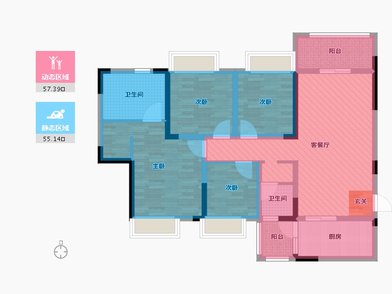 四川省-成都市-天府丽都-97.03-户型库-动静分区