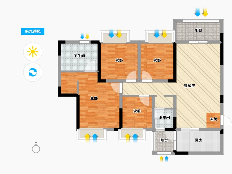 四川省-成都市-天府丽都-97.03-户型库-采光通风