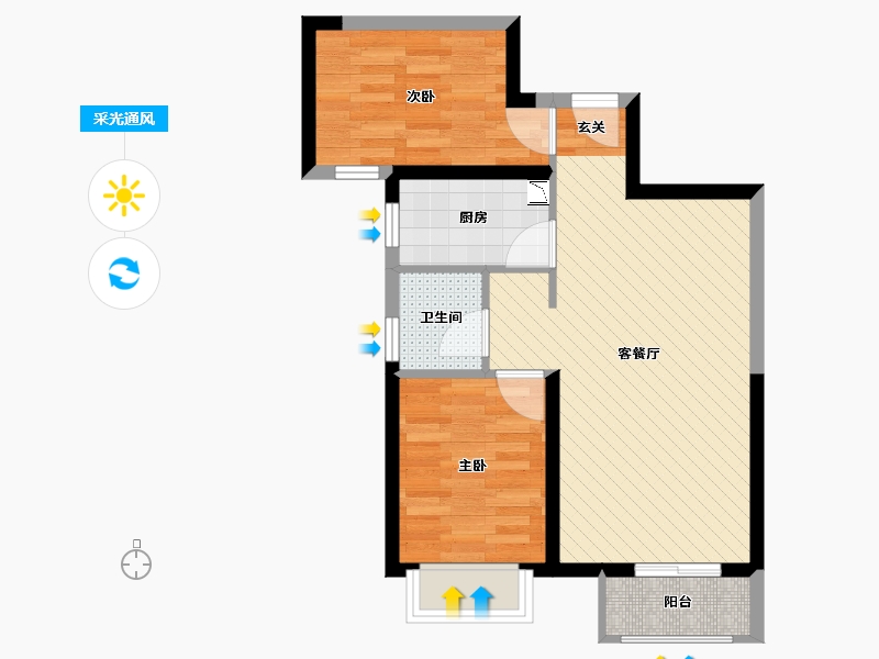 河南省-郑州市-鑫苑小区-55.27-户型库-采光通风