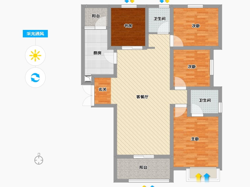 浙江省-绍兴市-联想科技城-97.35-户型库-采光通风