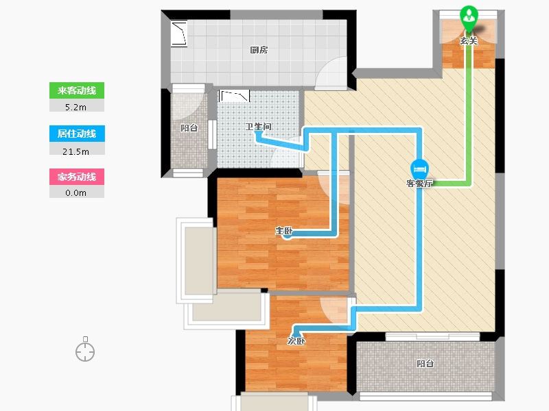 贵州省-贵阳市-未来方舟h2组团7栋1单元2号户型图-67.20-户型库-动静线