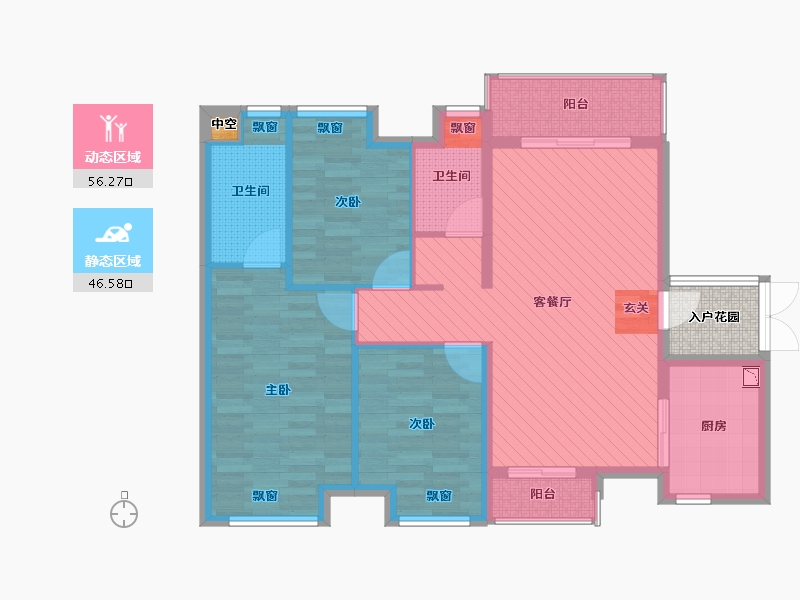 贵州省-遵义市-美的城-94.70-户型库-动静分区