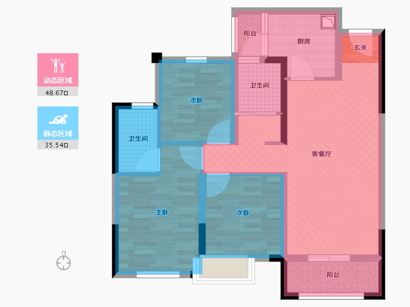 四川省-成都市-成华奥园广场-72.66-户型库-动静分区