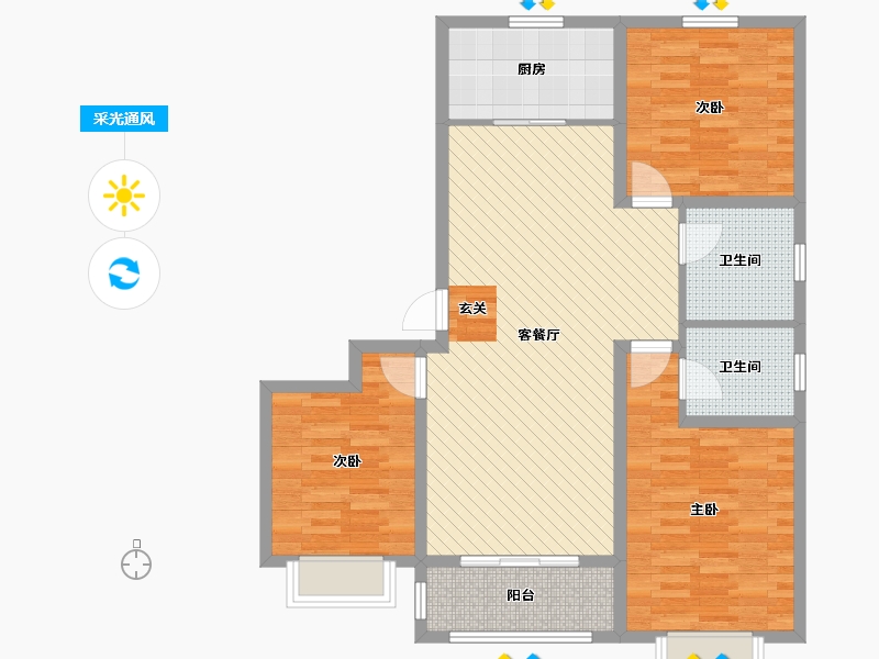 山东省-泰安市-中海名士豪庭-100.00-户型库-采光通风