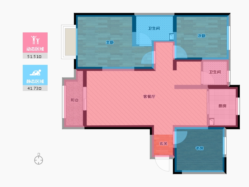 河南省-郑州市-龙之梦东苑-80.54-户型库-动静分区