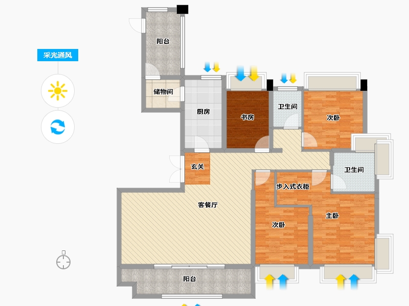 广东省-江门市-嶺江一品-136.67-户型库-采光通风