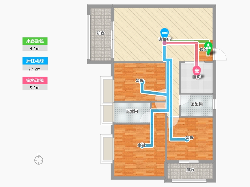 湖南省-永州市-三和佳苑-105.06-户型库-动静线