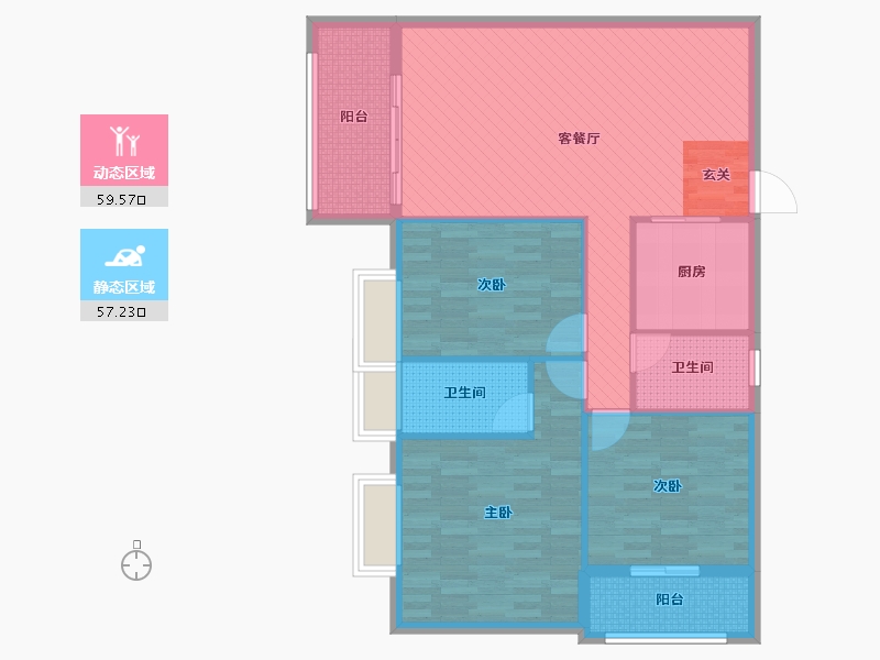 湖南省-永州市-三和佳苑-105.06-户型库-动静分区