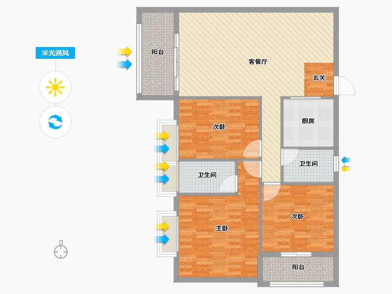 湖南省-永州市-三和佳苑-105.06-户型库-采光通风