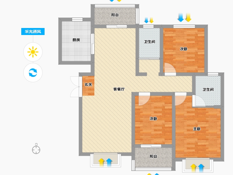 陕西省-西安市-陕建翠园锦绣-94.28-户型库-采光通风