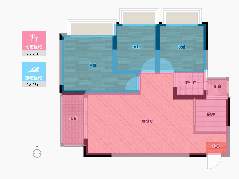 重庆-重庆市-恒森星都会-67.00-户型库-动静分区