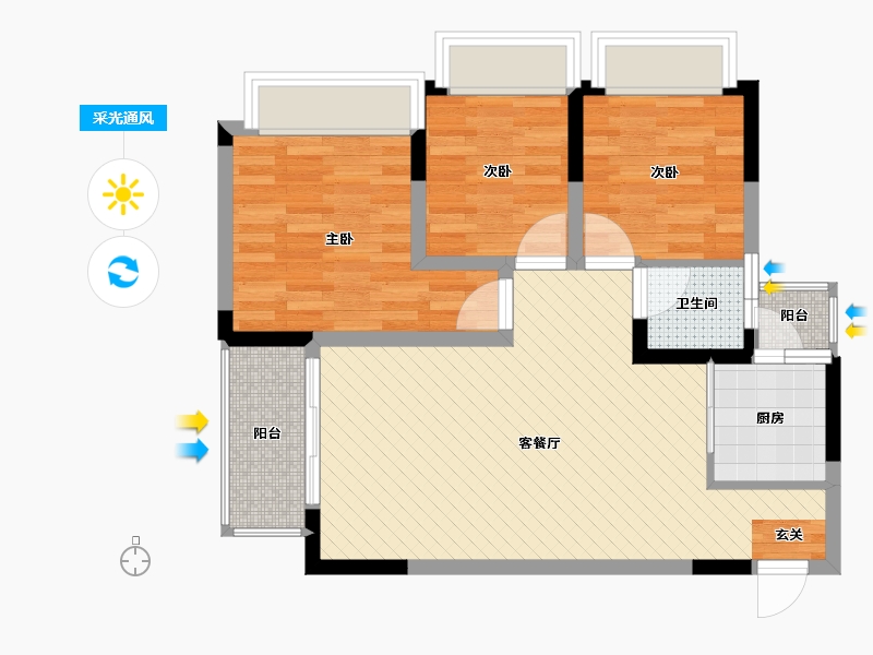 重庆-重庆市-恒森星都会-67.00-户型库-采光通风