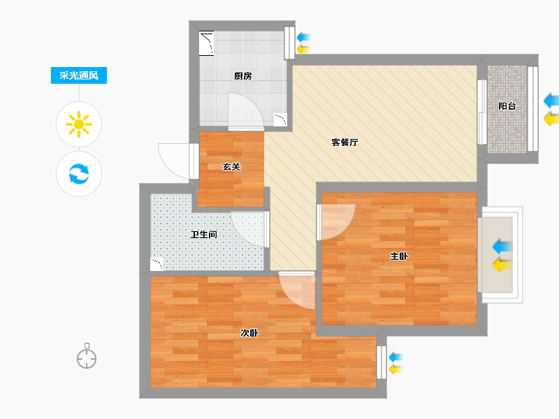 北京-北京市-东风苑-52.84-户型库-采光通风