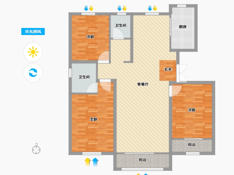 宁夏回族自治区-银川市-共享花园-120.00-户型库-采光通风