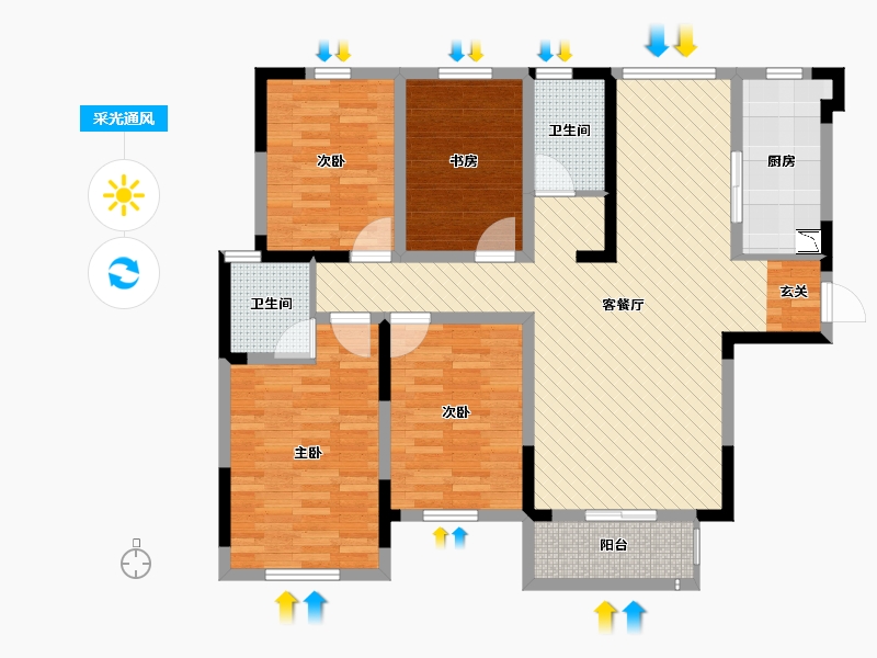 河南省-信阳市-众鑫时代广场-106.63-户型库-采光通风