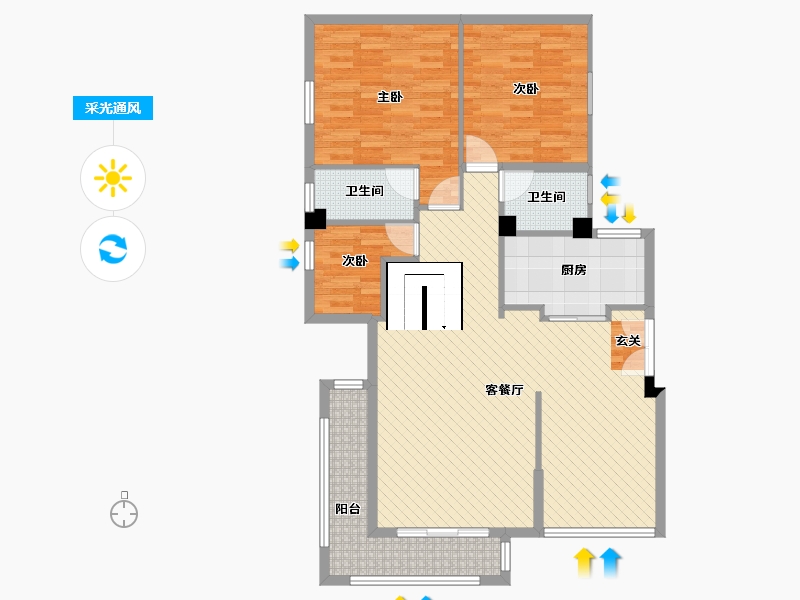 广东省-深圳市-横岗城市中心花园-109.12-户型库-采光通风