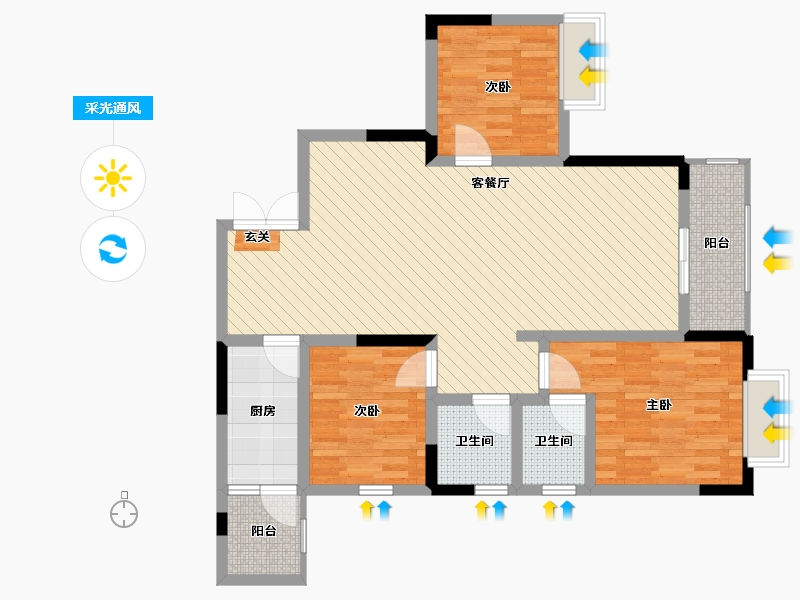 贵州省-贵阳市-贵大南苑-94.01-户型库-采光通风