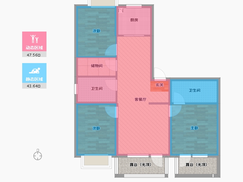 辽宁省-丹东市-和顺-88.54-户型库-动静分区