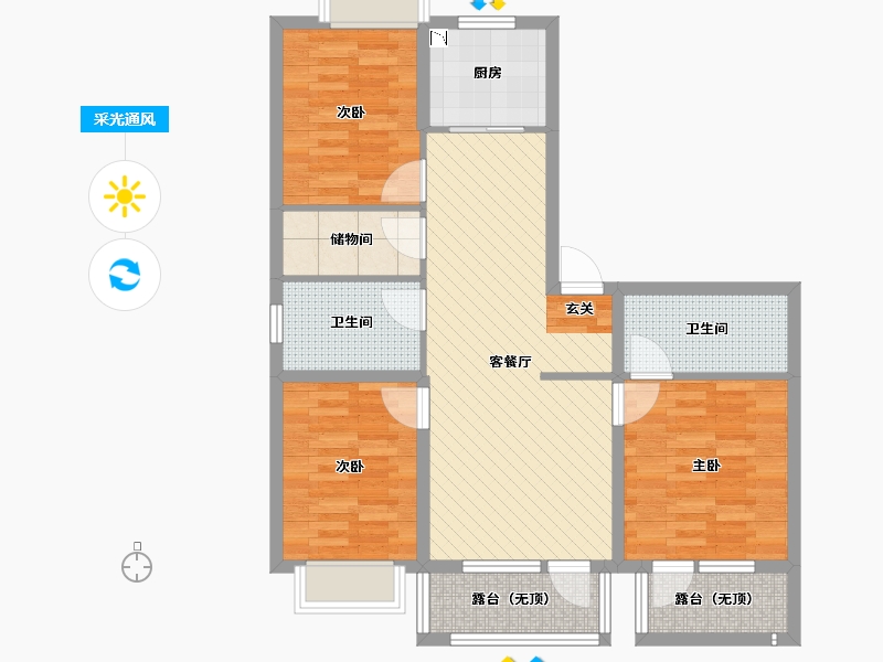 辽宁省-丹东市-和顺-88.54-户型库-采光通风