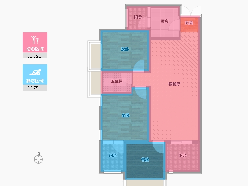 四川省-内江市-中豪资州印象-75.92-户型库-动静分区