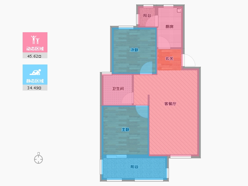 江西省-九江市-中体奥林匹克花园3栋-71.20-户型库-动静分区