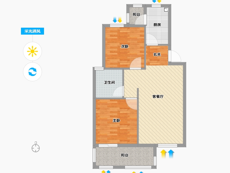 江西省-九江市-中体奥林匹克花园3栋-71.20-户型库-采光通风