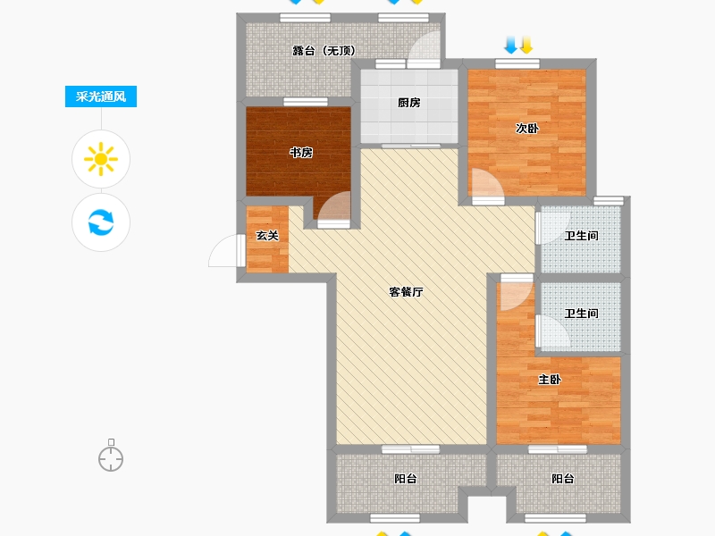 山东省-潍坊市-大有公馆-91.93-户型库-采光通风