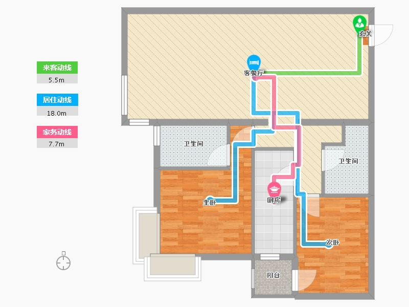 北京-北京市-北苑家园茉藜园-88.00-户型库-动静线