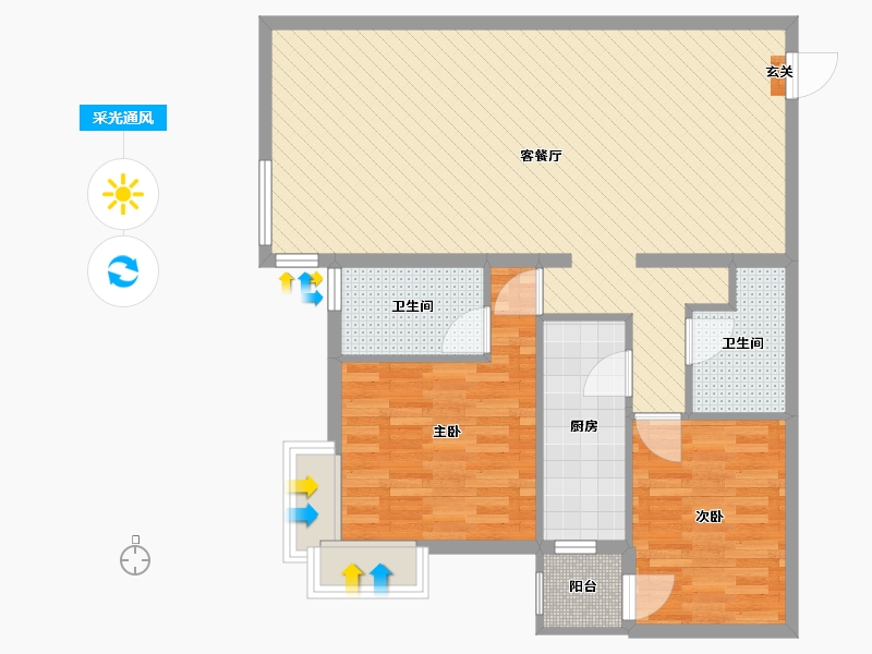 北京-北京市-北苑家园茉藜园-88.00-户型库-采光通风