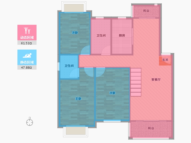 江苏省-南京市-天地新城天琴座-98.88-户型库-动静分区