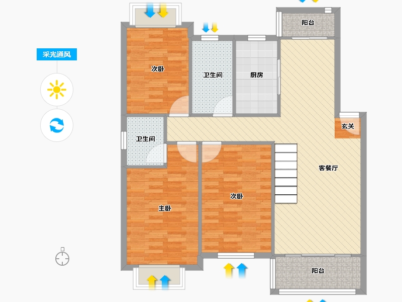 江苏省-南京市-天地新城天琴座-98.88-户型库-采光通风