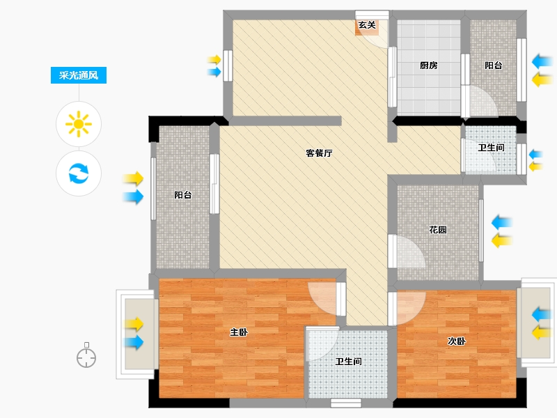 四川省-成都市-汇强上城-72.64-户型库-采光通风