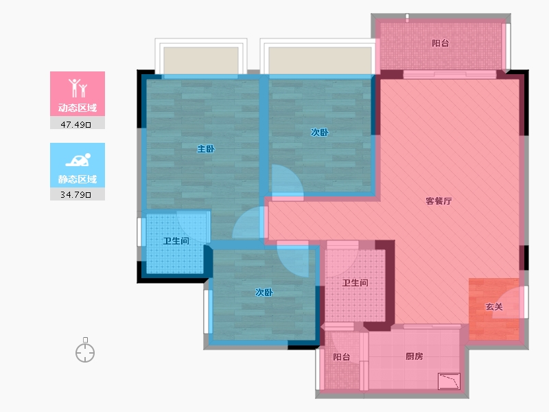 重庆-重庆市-新都会-70.29-户型库-动静分区