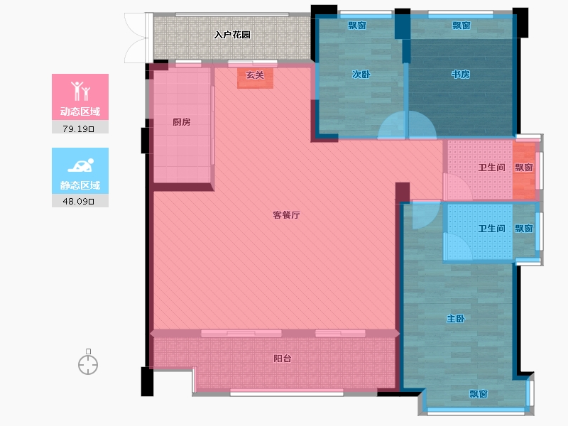 浙江省-宁波市-世纪城御海苑-120.83-户型库-动静分区