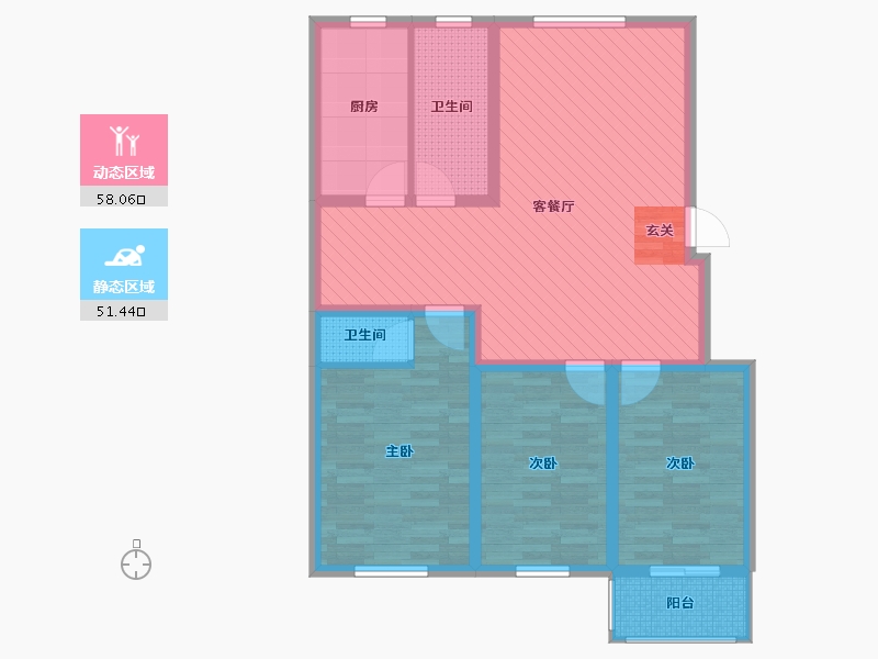 河北省-沧州市-黄骅市金都方庄佳苑-96.77-户型库-动静分区