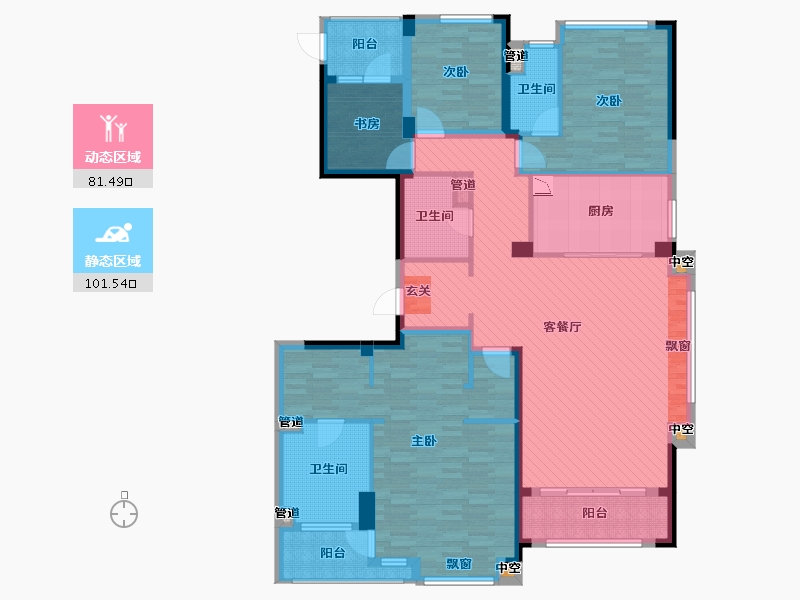 广东省-珠海市-九洲绿城·翠湖香山-164.30-户型库-动静分区