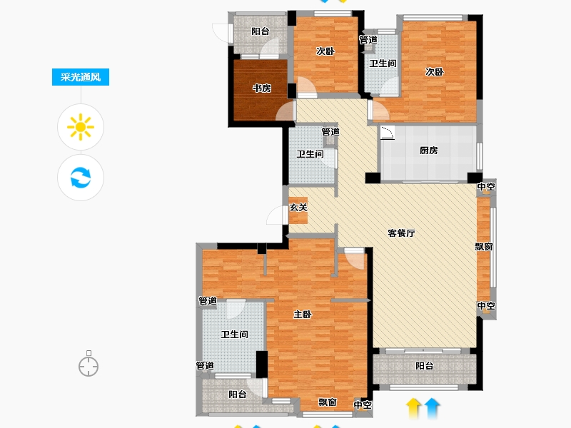 广东省-珠海市-九洲绿城·翠湖香山-164.30-户型库-采光通风