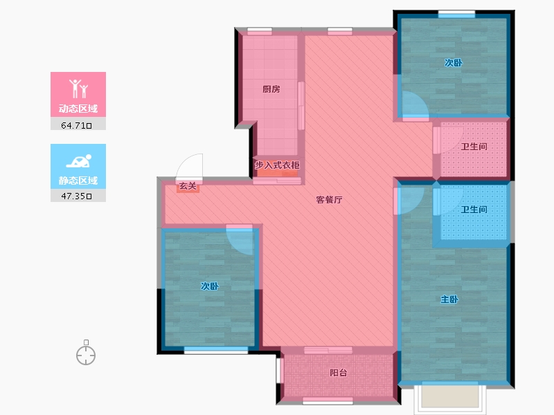 内蒙古自治区-锡林郭勒盟-锦绣华庭-97.10-户型库-动静分区