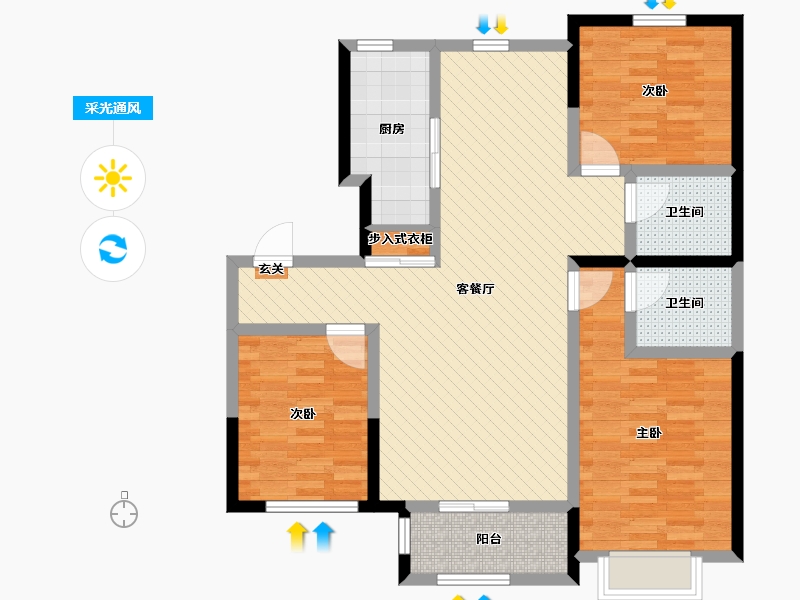 内蒙古自治区-锡林郭勒盟-锦绣华庭-97.10-户型库-采光通风