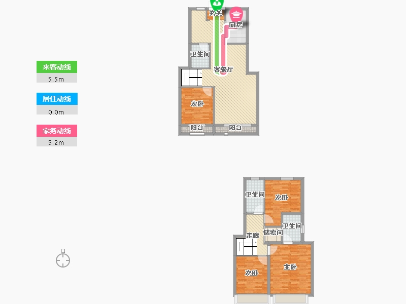 安徽省-亳州市-涡阳静天府叠墅YD2户型-120.65-户型库-动静线