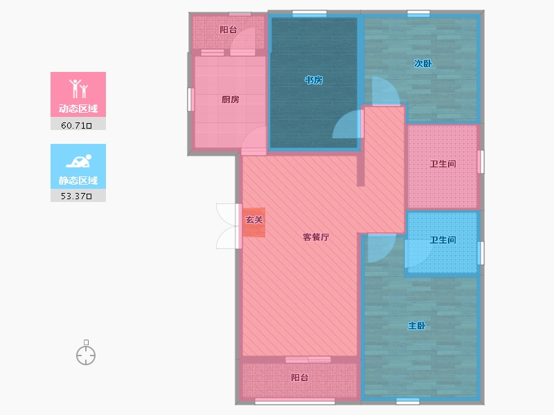 黑龙江省-哈尔滨市-招商贝肯山-101.20-户型库-动静分区