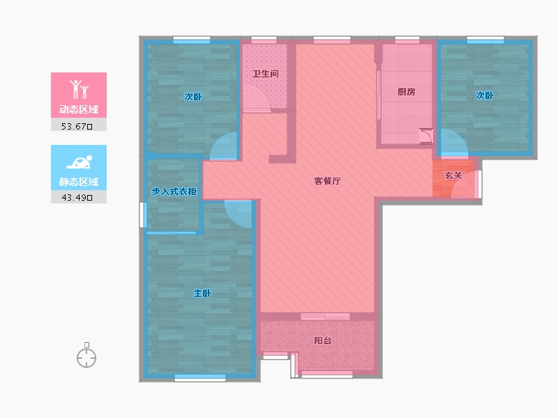 湖北省-武汉市-复地悦城K2-85.22-户型库-动静分区