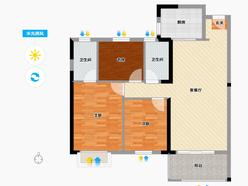 福建省-泉州市-世茂摩天城-86.00-户型库-采光通风