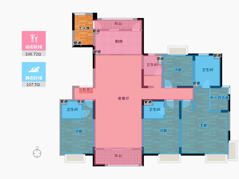 内蒙古自治区-包头市-松石国际城-198.22-户型库-动静分区