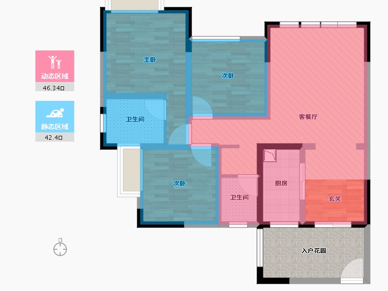 四川省-内江市-中泽和都-85.66-户型库-动静分区