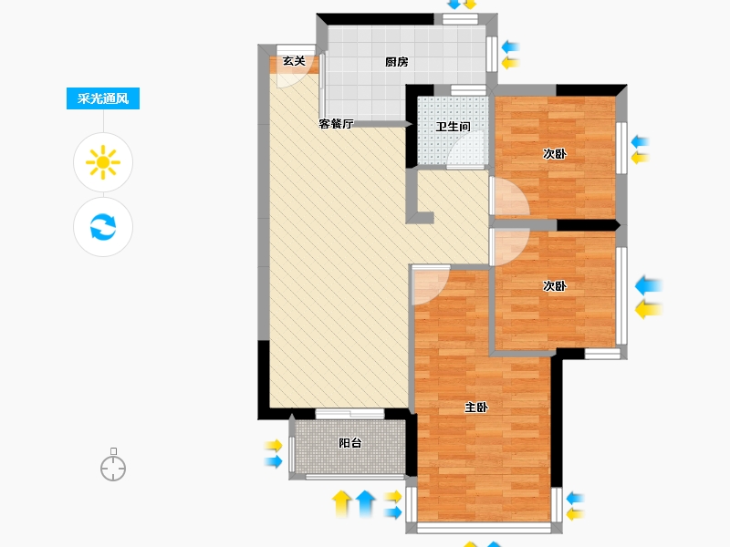 广西壮族自治区-南宁市-合景香悦四季-66.14-户型库-采光通风