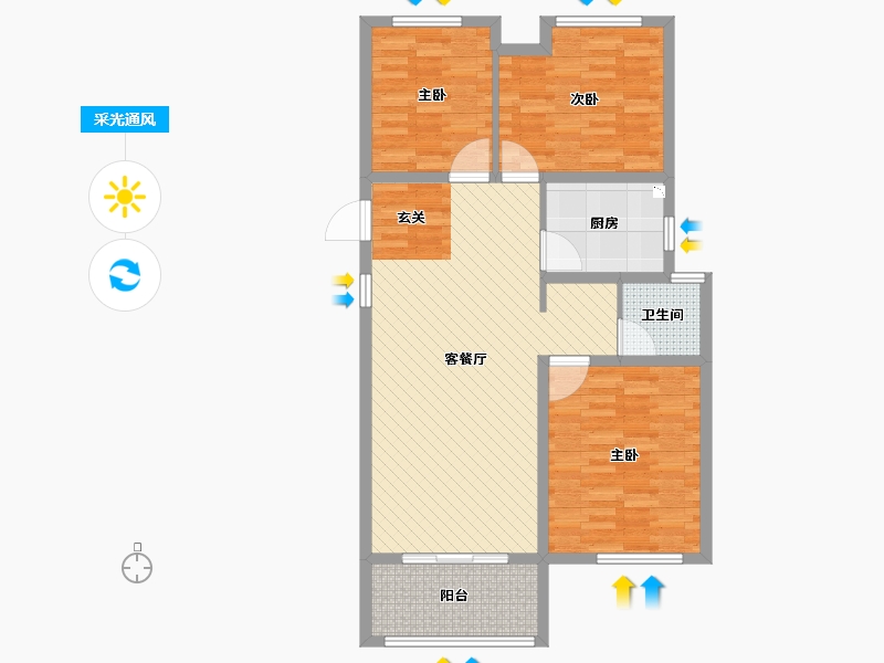 江苏省-徐州市-丰邑华庭-90.40-户型库-采光通风