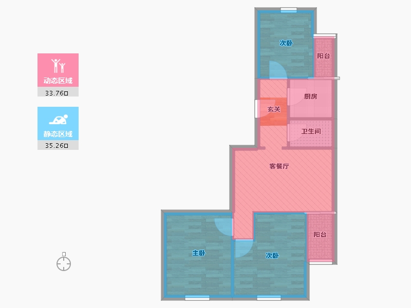 北京-北京市-利泽西园-60.84-户型库-动静分区