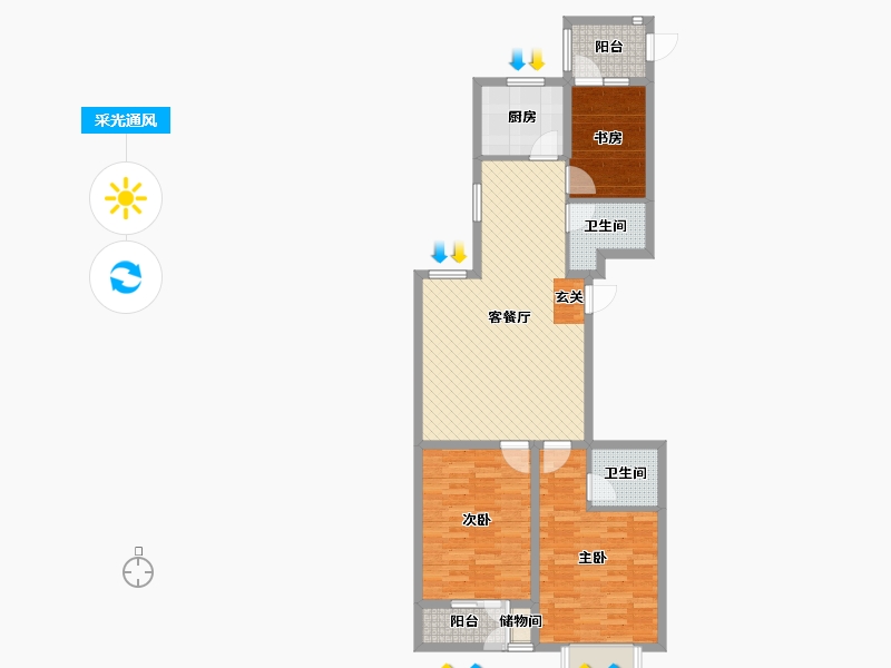 山西省-太原市-西岸-南区-96.39-户型库-采光通风