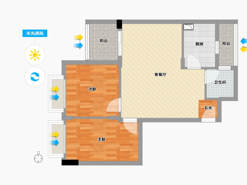 广东省-深圳市-锦城星苑二期-62.70-户型库-采光通风